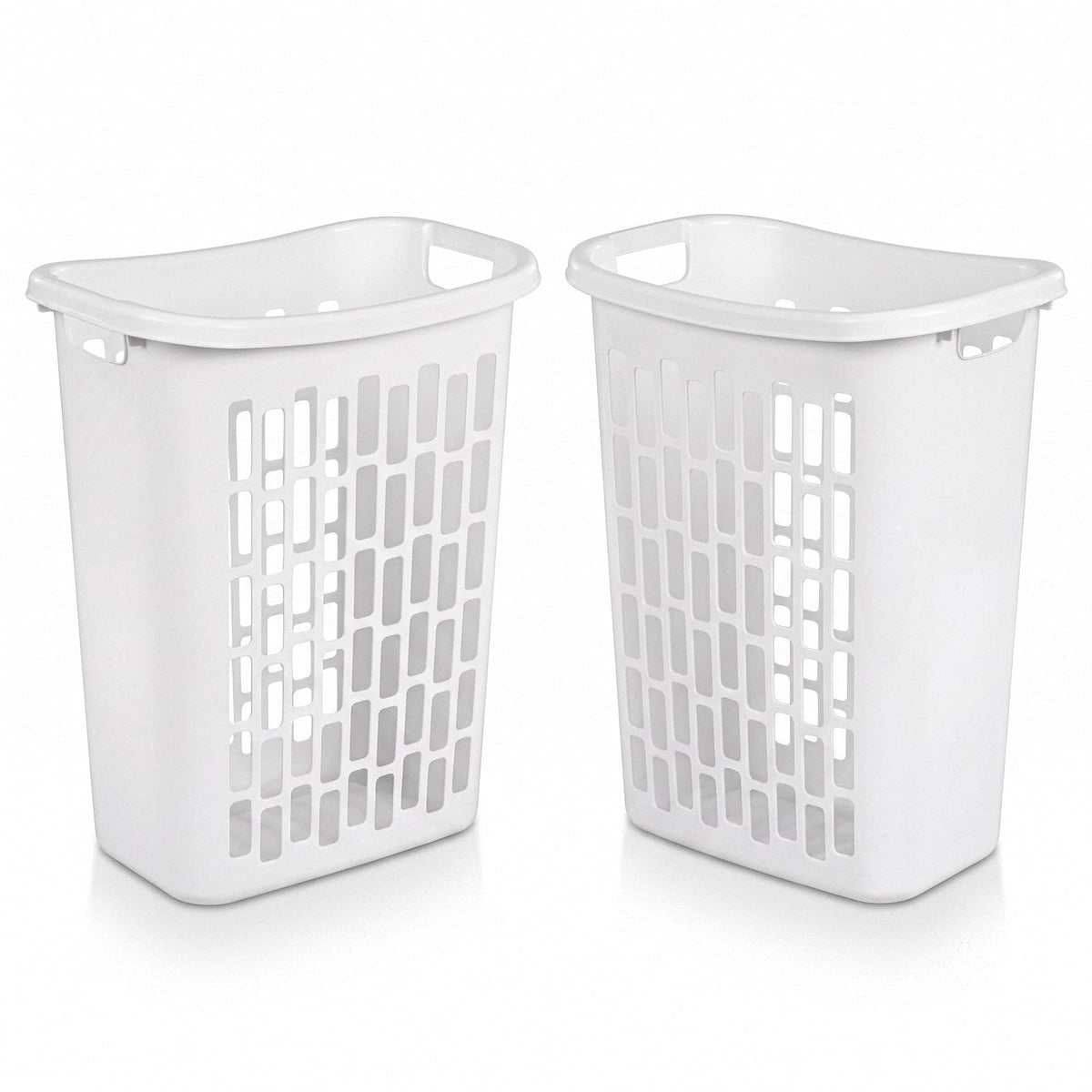 135L White Wheeled Plastic Laundry Hamper - Rolling Laundry Basket with Lid