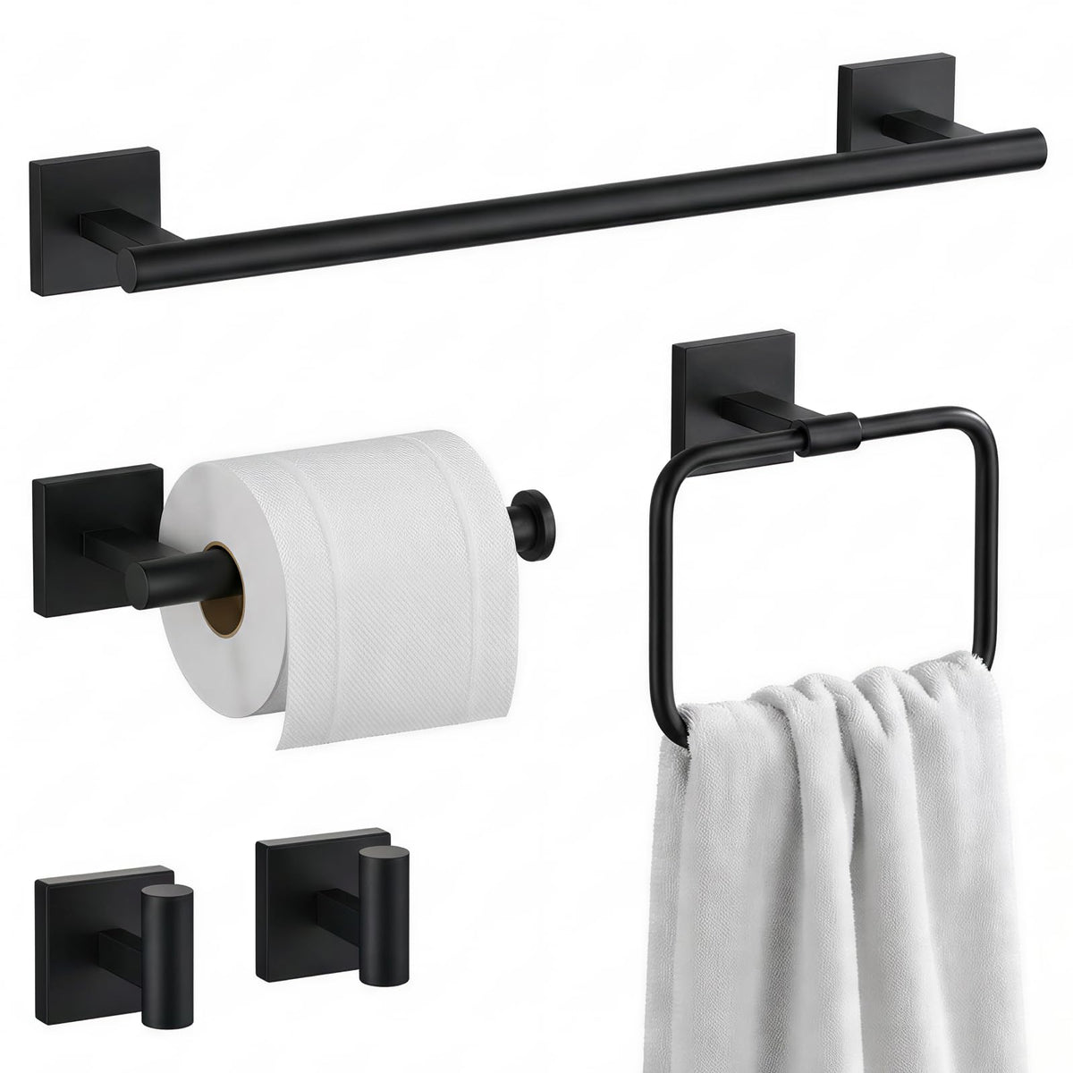 16 in 5-Piece Bathroom Hardware Set, Brushed Nickel