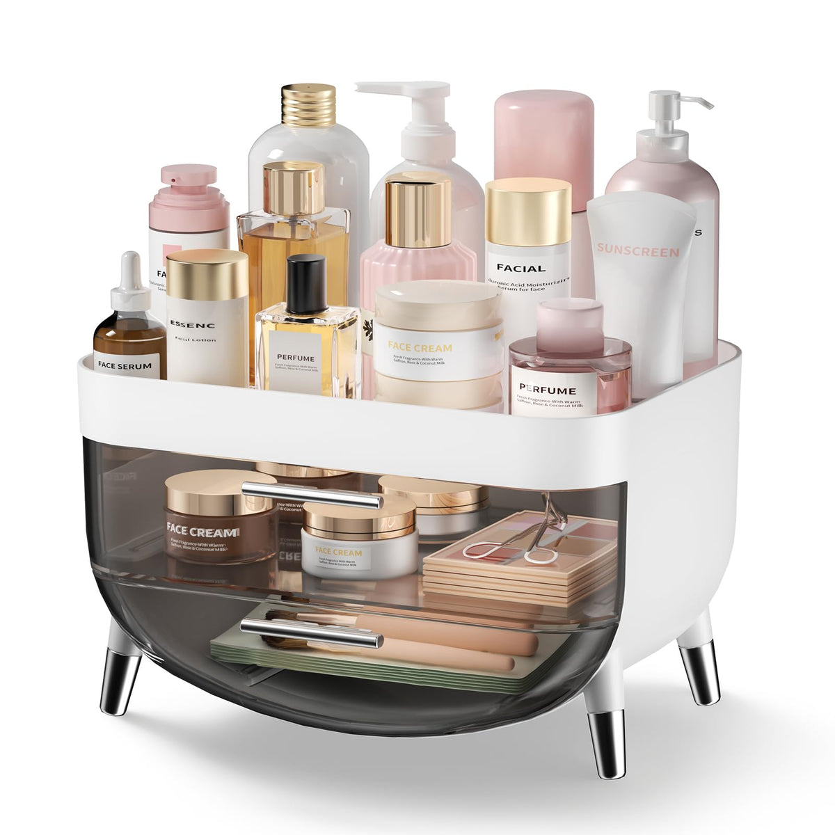 Makeup Organizer for Vanity, Bathroom Counter Storage with Drawers, Brown