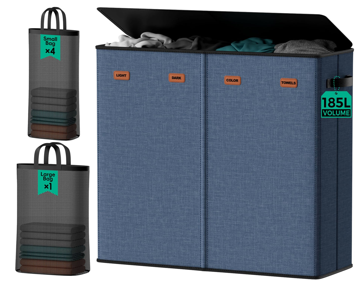 100L Large Capacity Laundry Hamper, Collapsible Laundry Basket Space-Saving, Clothes Hamper with Lid and Removable Bag for Bathroom Bedroom Laundry Room Dorm