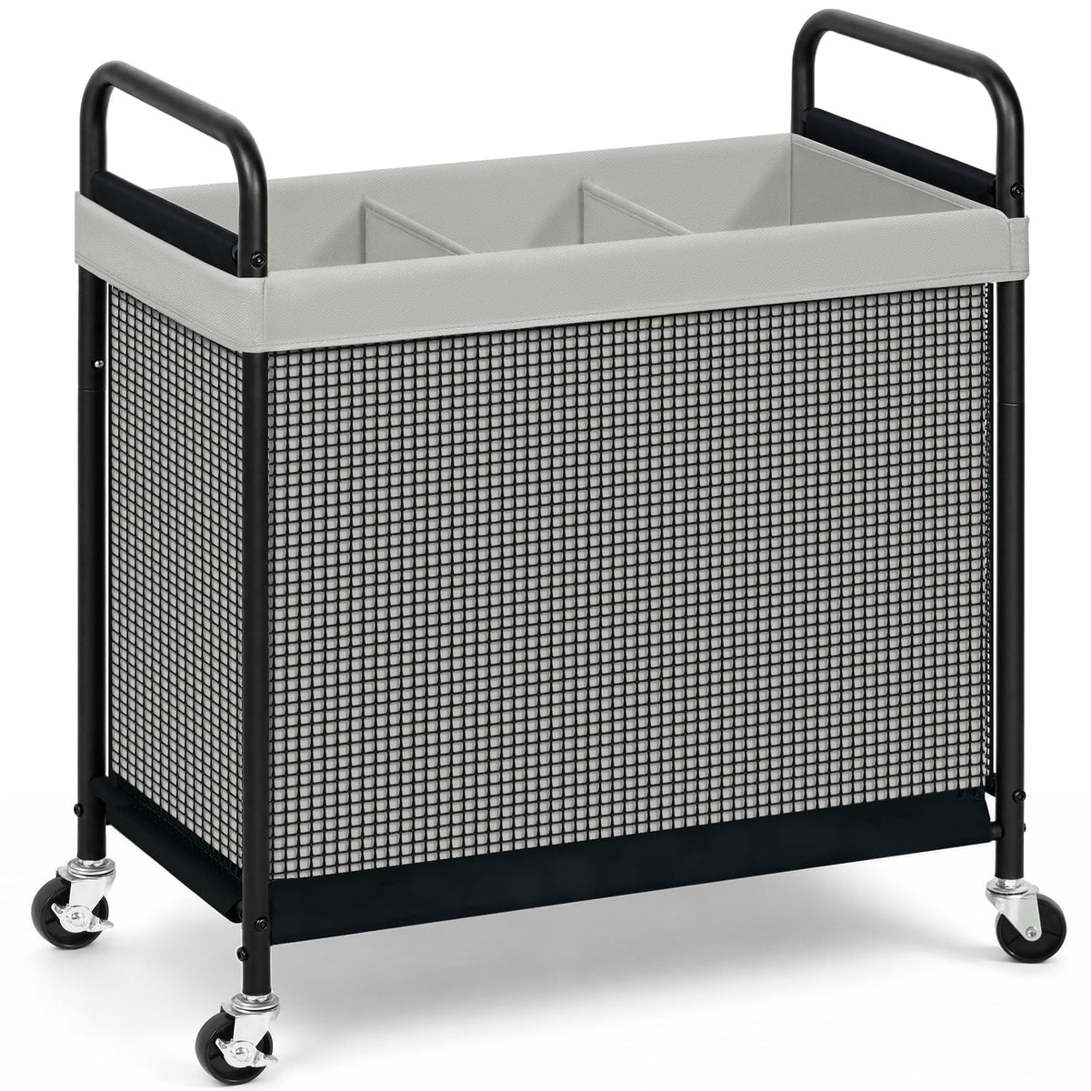STORAGE MANIAC Rolling Laundry Hamper with Wheels 3-Section Laundry Sorter Rolling Laundrys Basket on Wheels with Removable Bag Clothes Hamper Laundrys Organizer Cart Bathroom Bedroom 120L Beige
