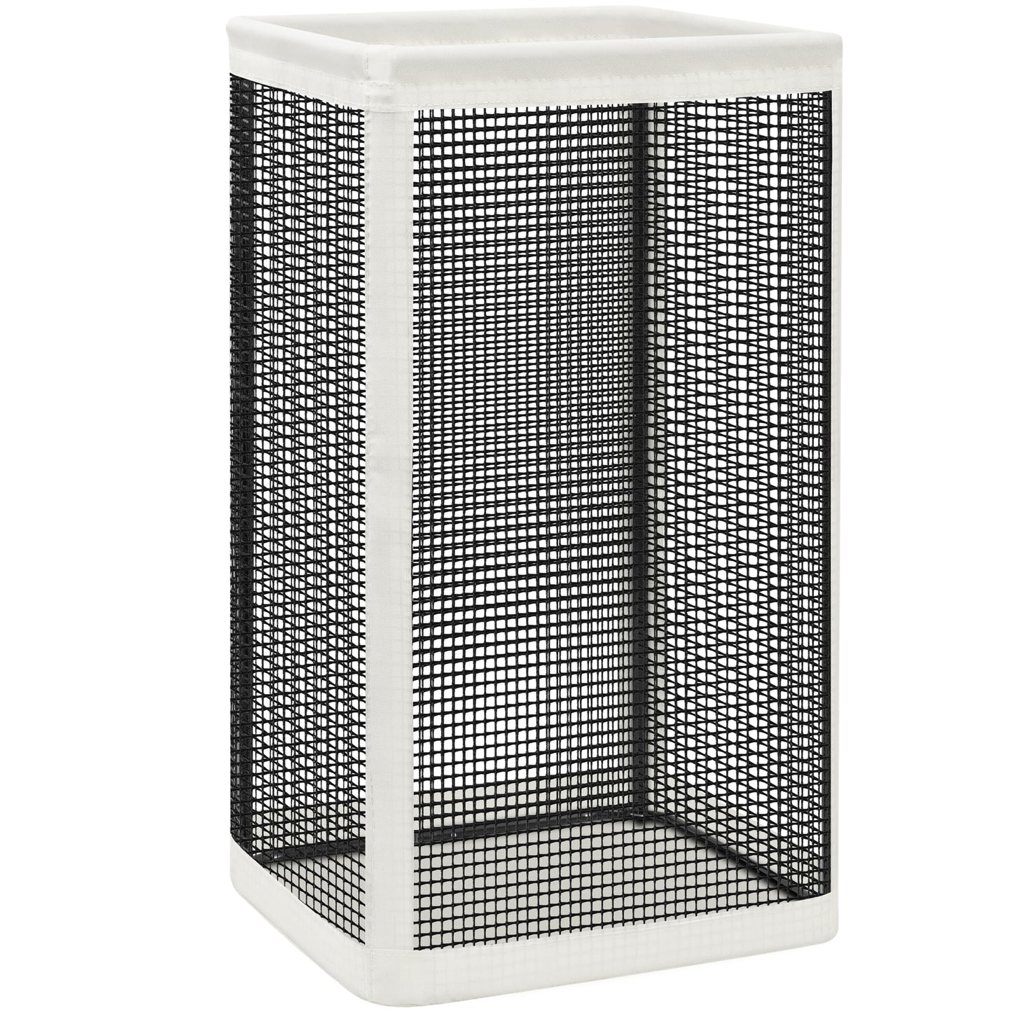 STORAGE MANIAC Mesh Laundry Hamper, 23.7 Gal. Tall Laundry Basket for Airflow, Strong Metal Dirty Clothes Hamper for College Dorm, Bedroom, Bathroom, Clothes Bin, White & Black