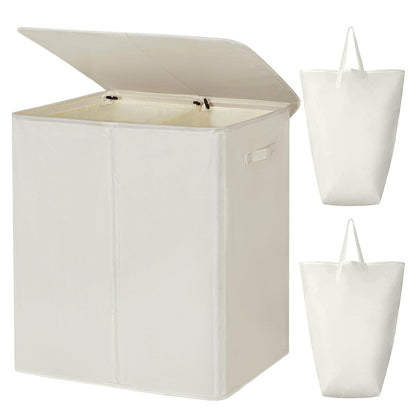 WOWLIVE 154L Double Laundry Hamper 2 Section with Lid and Removable Bags