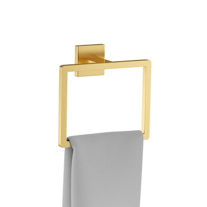 2-Piece Matte Black Square Towel Ring,Modern Hand Towel Holder for Bathroom,Stainless Steel Towel Hangers Wall-Mounted Bathroom Accessories
