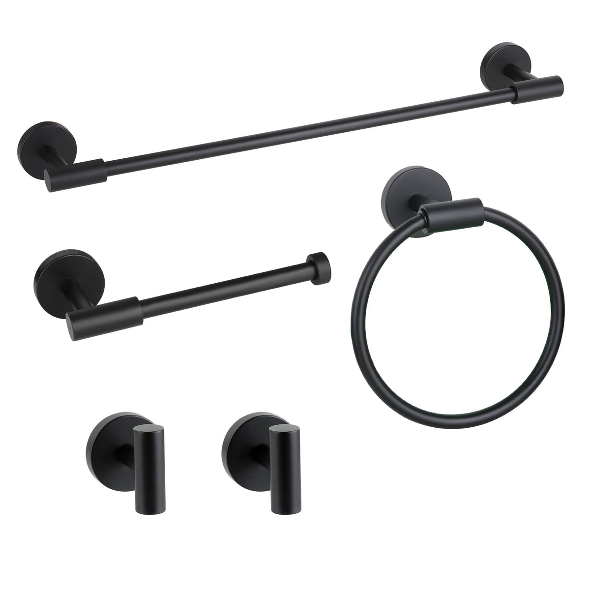 Brushed Nickel Bathroom Hardware Set 5 Pieces, Bathroom Towel Rack Holder Set Wall Mounted, SUS304 Stainless Steel Towel Bar Set - 16 Inch Towel Bar, Toilet Paper Holder, Towel Hooks, Towel Ring