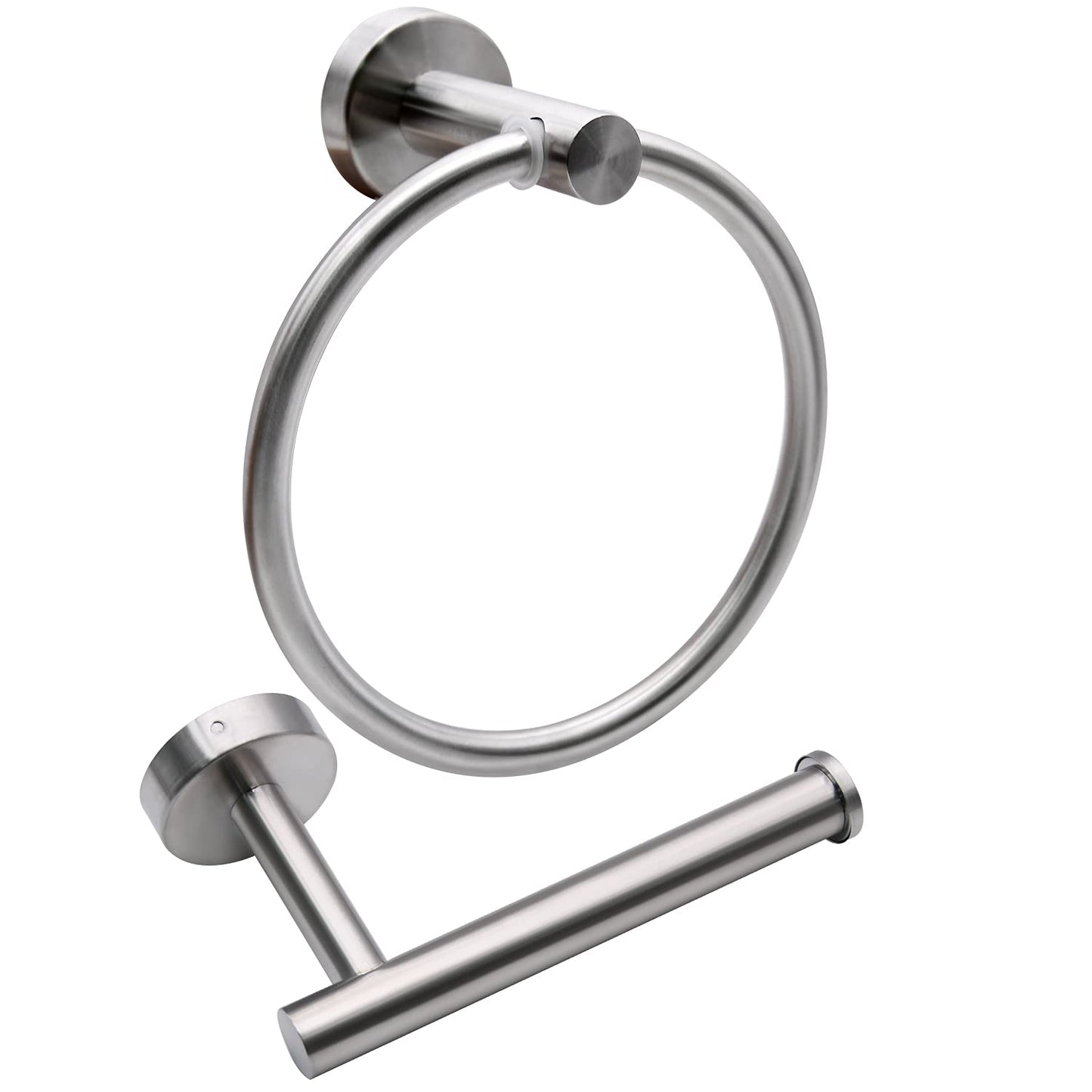 2pcs Brushed Nickel Toilet Paper Holder and Towel Ring Set, Stainless Steel