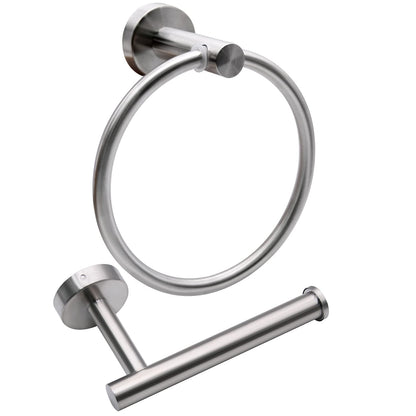 2pcs Brushed Nickel Toilet Paper Holder and Towel Ring Set, Stainless Steel