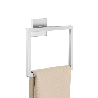 2-Piece Matte Black Square Towel Ring,Modern Hand Towel Holder for Bathroom,Stainless Steel Towel Hangers Wall-Mounted Bathroom Accessories