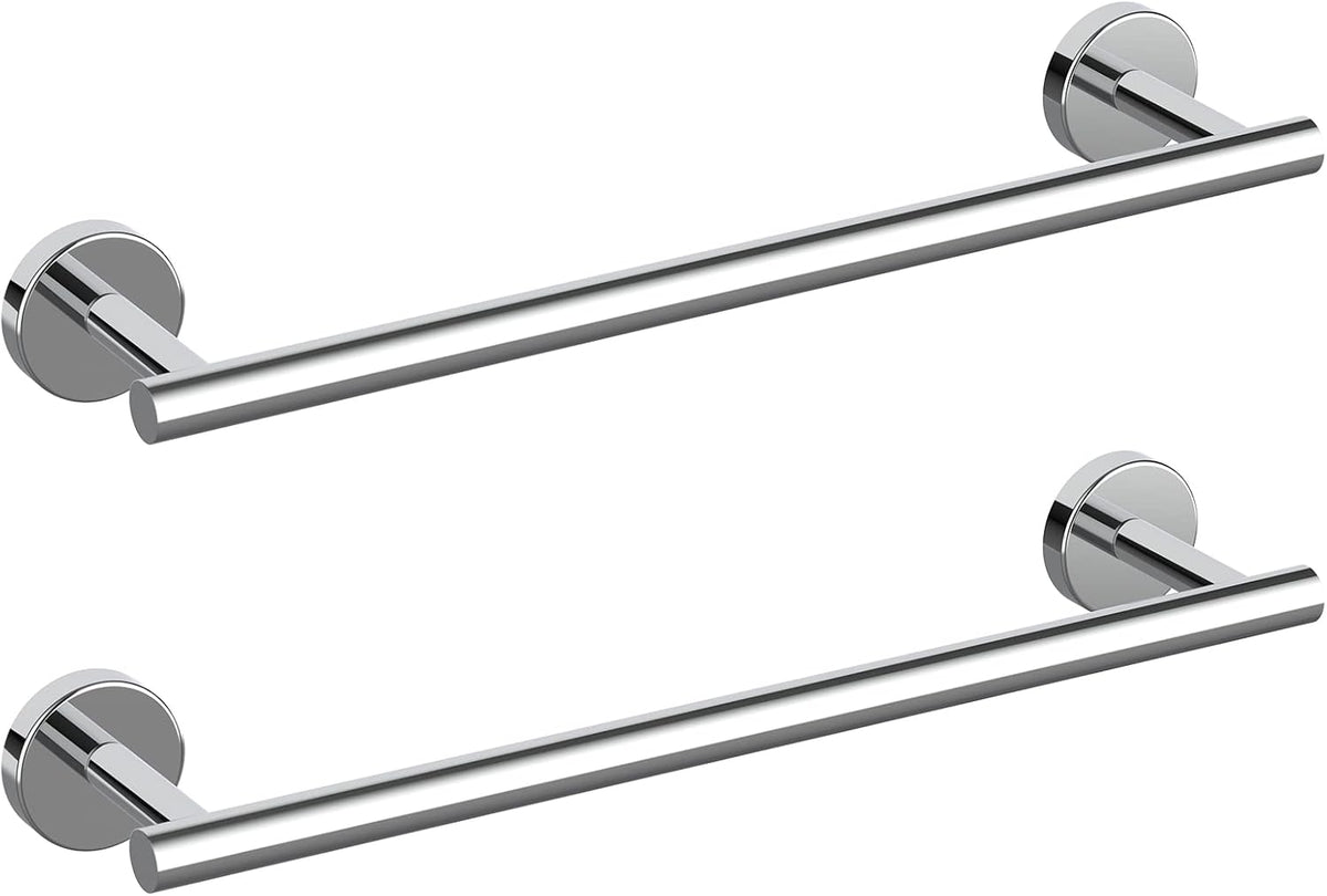 Cilee 2 Pieces Polished Chrome Bathroom Towel Bar, 24 Inch Towel Holder