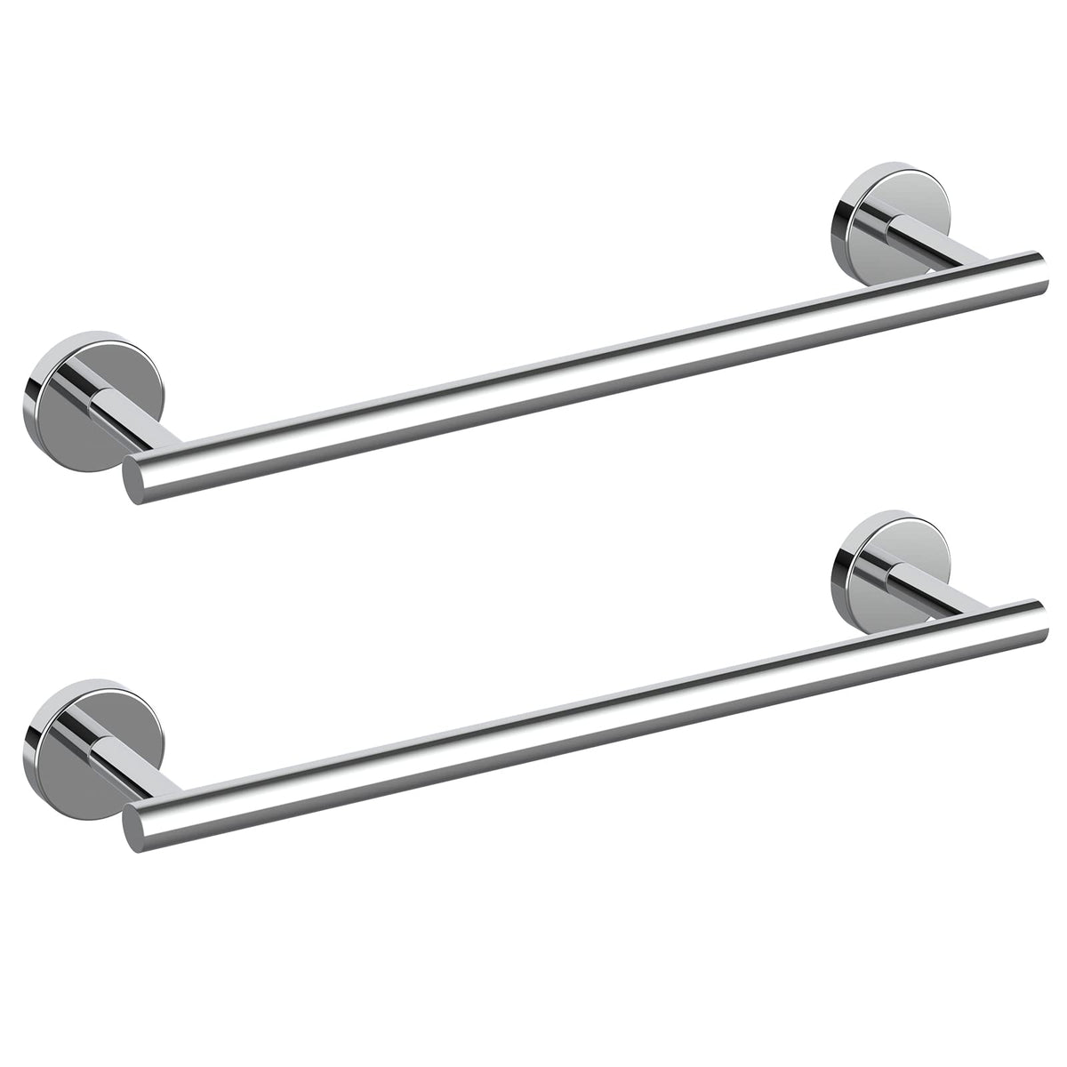 Cilee 2 Pieces Polished Chrome Bathroom Towel Bar, 24 Inch Towel Holder