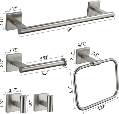 16 in 5-Piece Bathroom Hardware Set, Brushed Nickel
