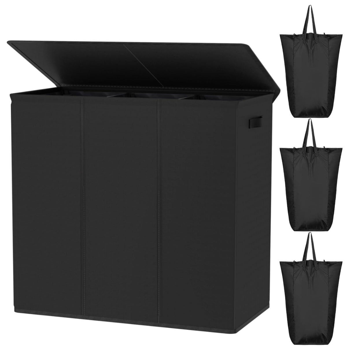 WOWLIVE 154L Double Laundry Hamper 2 Section with Lid and Removable Bags
