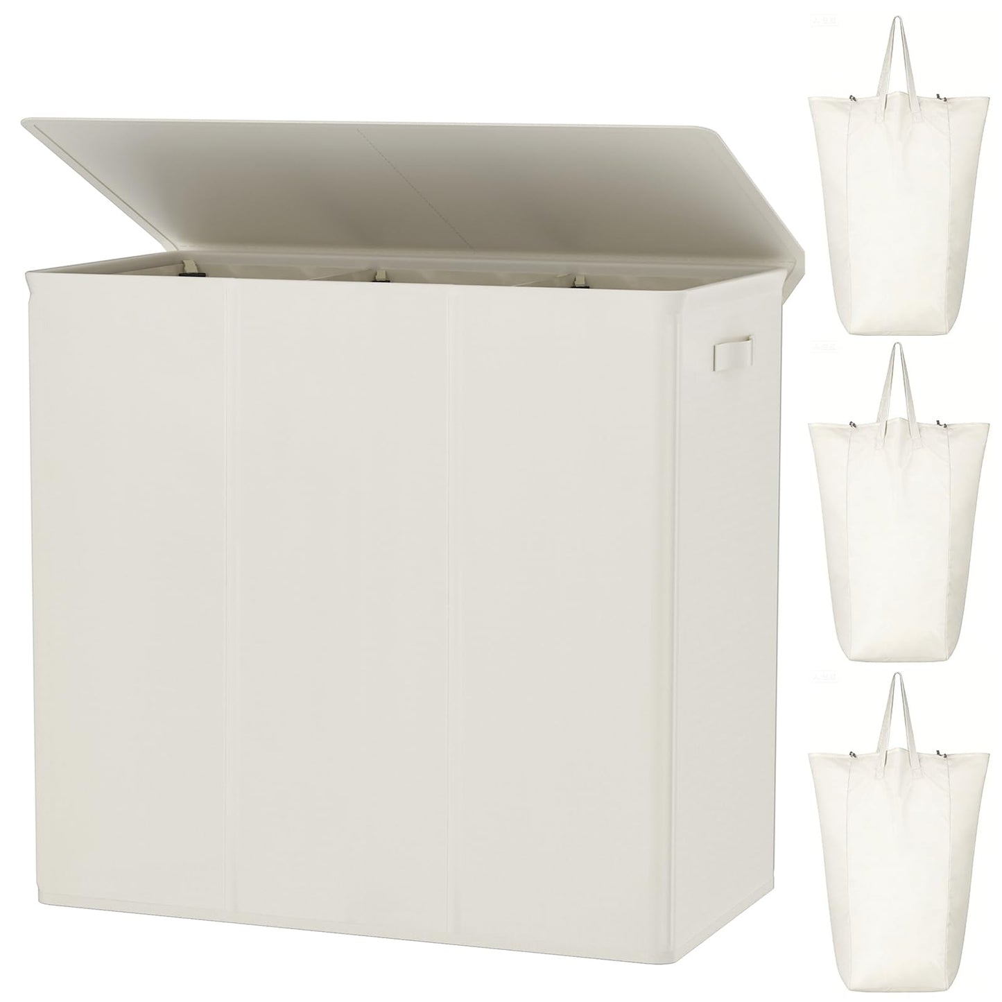 WOWLIVE 154L Double Laundry Hamper 2 Section with Lid and Removable Bags