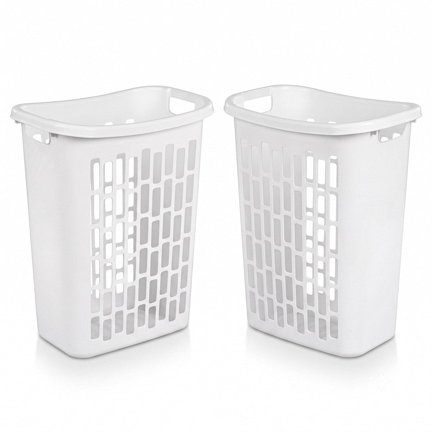 135L White Wheeled Plastic Laundry Hamper - Rolling Laundry Basket with Lid