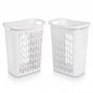 135L White Wheeled Plastic Laundry Hamper - Rolling Laundry Basket with Lid