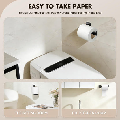 5-Pieces Matte Black Bathroom Accessories Set, 16 Inch Bath Towel Bar Set