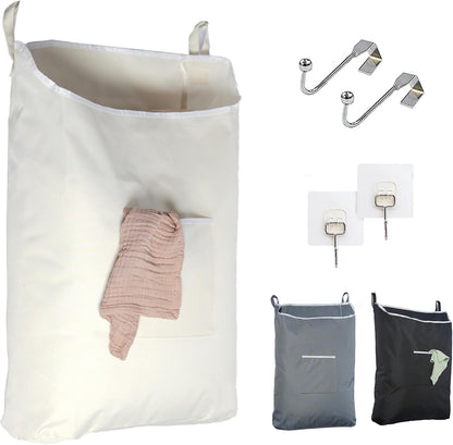 TFLC Over the Door Hanging Laundry hamper bag, 18x4.75x28", Beige-L