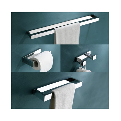 4 Pieces Bathroom Hardware Accessories Set Towel Bar Towel Holder Robe Hook Toilet Paper Holder Stainless Steel,Q8-P4BR