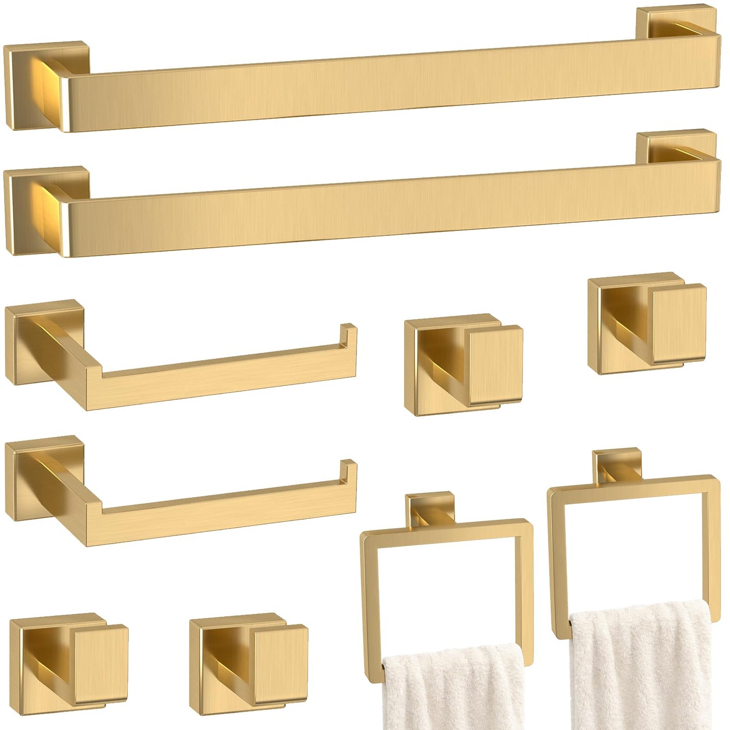 5-Pieces Matte Black Bathroom Accessories Set, 16 Inch Bath Towel Bar Set