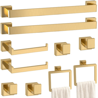 5-Pieces Matte Black Bathroom Accessories Set, 16 Inch Bath Towel Bar Set