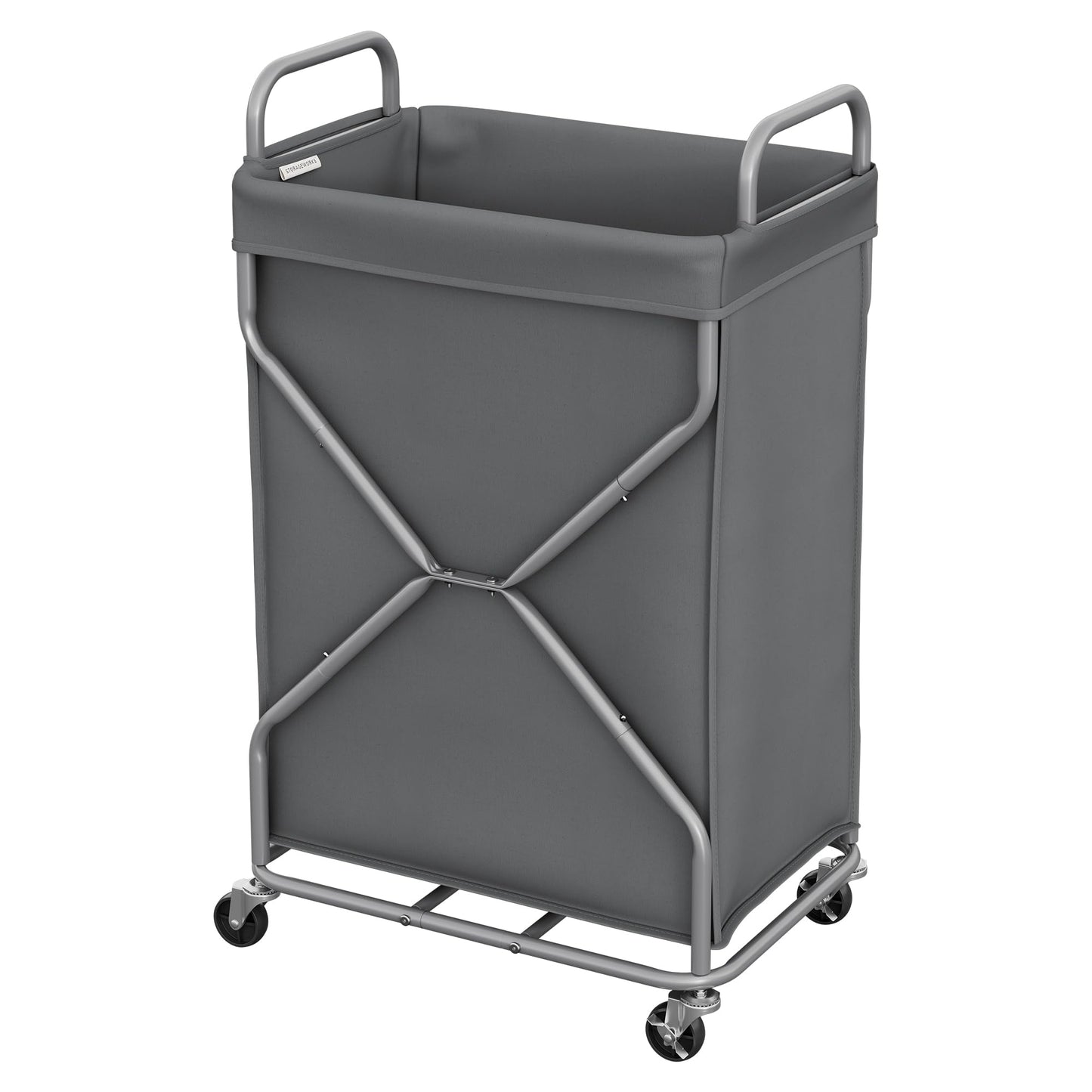 StorageWorks 2 Section Laundry Sorter with Wheels, 160L Beige Hamper Basket