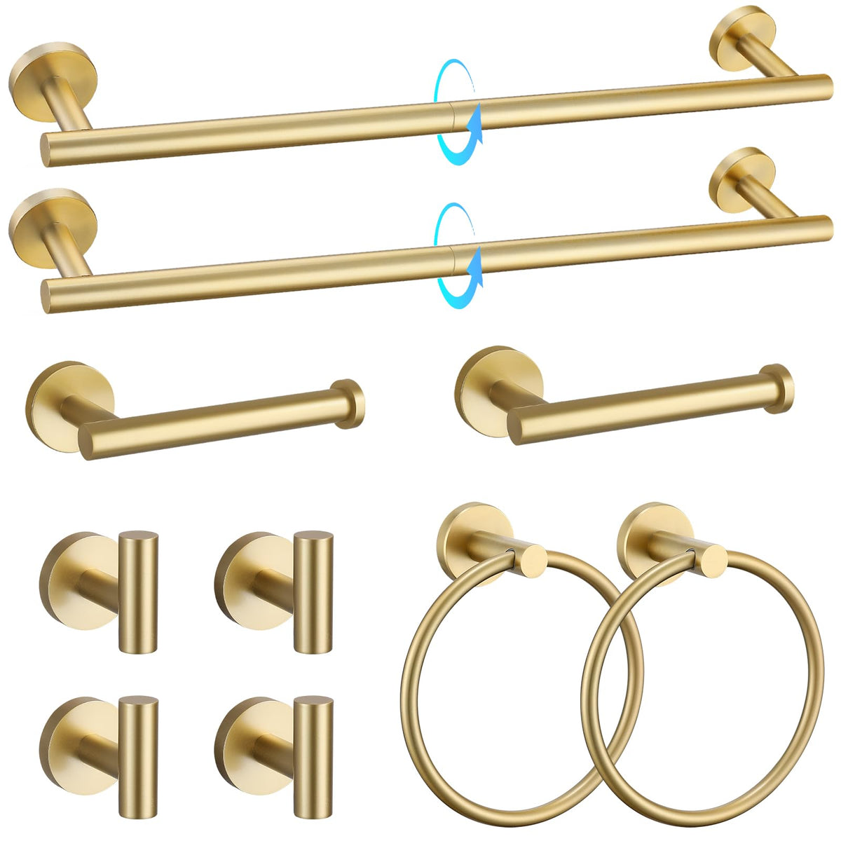 TQKAG 5 Piece Bathroom Accessories Set Brushed Gold Bathroom Hardware Set 23.6 Inch Bath Towel Bar Set SUS304 Stainless Steel Towel Rack Set