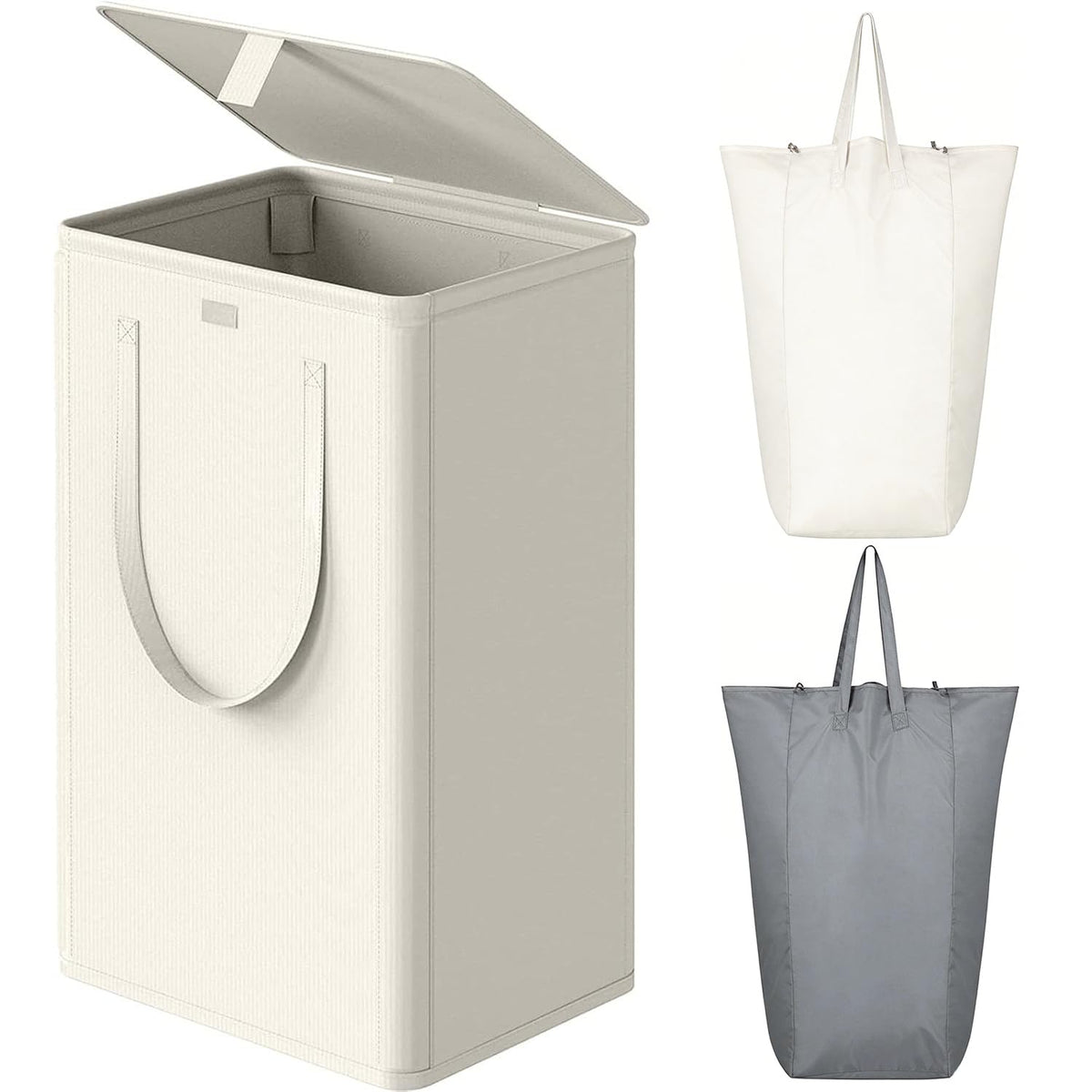 WOWLIVE 154L Double Laundry Hamper 2 Section with Lid and Removable Bags