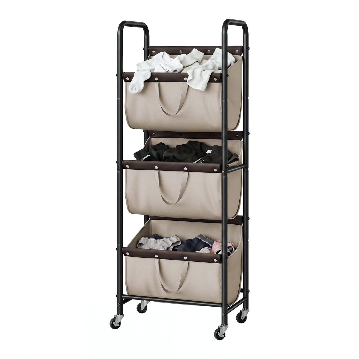 GRANNY SAYS 3 Tiered Laundry Sorter, Narrow Hamper Cart with Wheels