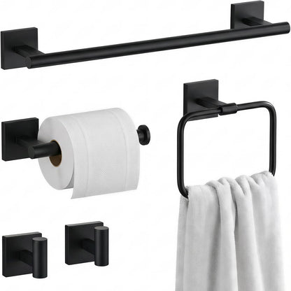 16 in 5-Piece Bathroom Hardware Set, Matte Black