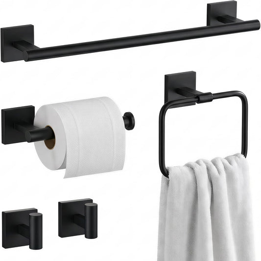 16 in 5-Piece Bathroom Hardware Set, Matte Black