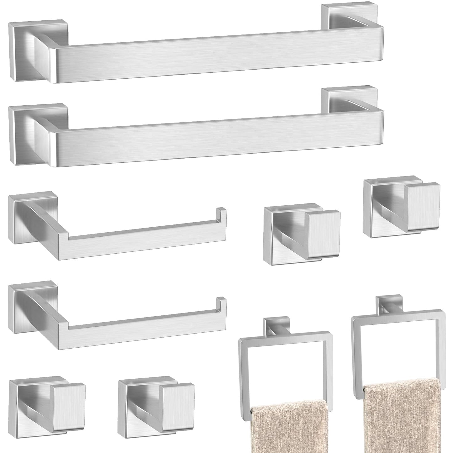 5-Pieces Matte Black Bathroom Accessories Set, 16 Inch Bath Towel Bar Set