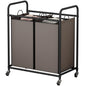 SUOERNUO Laundry Sorter Basket 2 Bag Laundry Hamper Cart with Rolling Lockable Wheels and Removable Bags Laundry Organizer Cart for Clothes Storage, Assorted