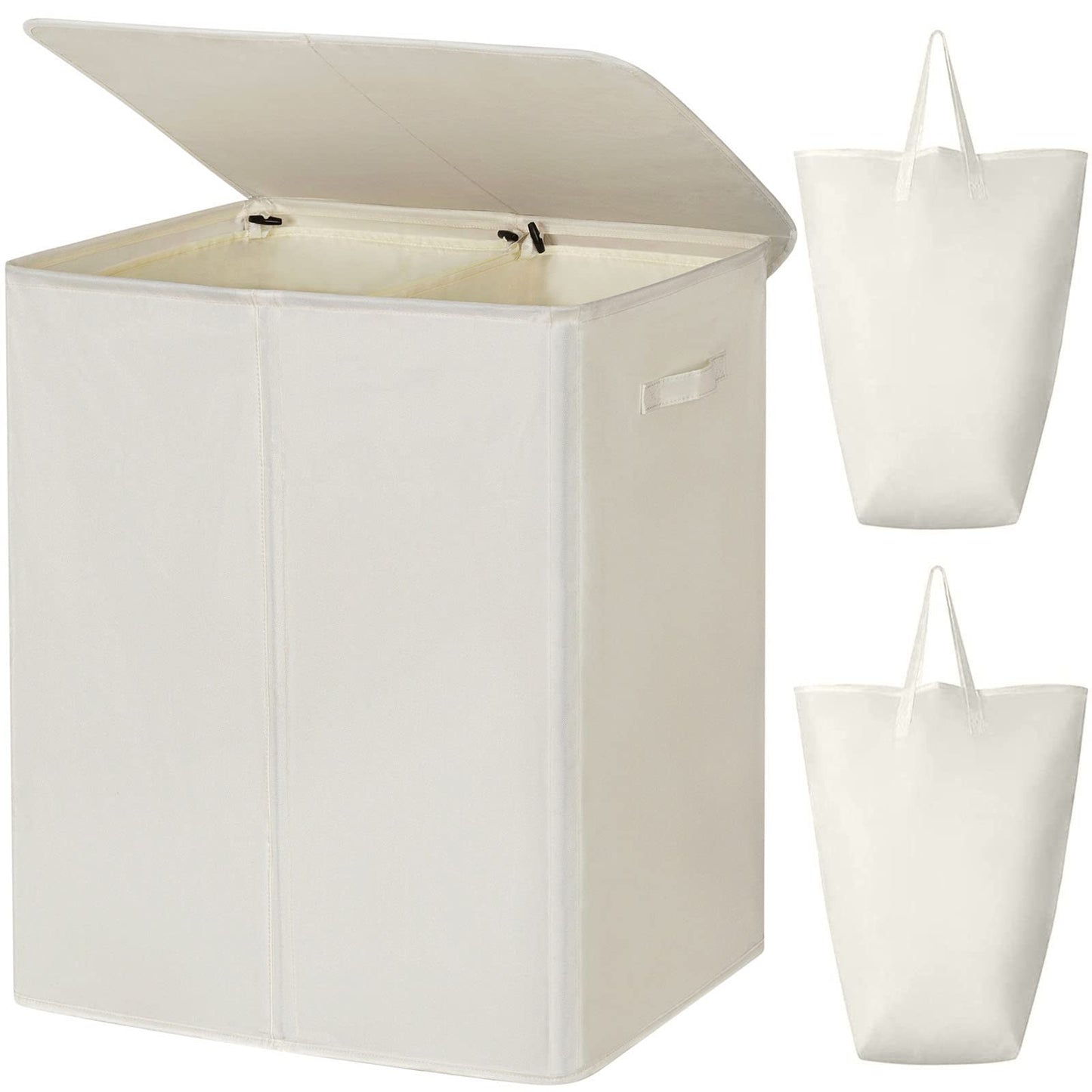 WOWLIVE 154L Double Laundry Hamper 2 Section with Lid and Removable Bags
