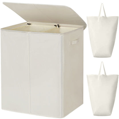 WOWLIVE 154L Double Laundry Hamper 2 Section with Lid and Removable Bags