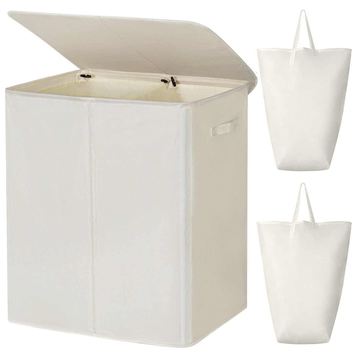 WOWLIVE 154L Double Laundry Hamper 2 Section with Lid and Removable Bags