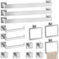 5-Pieces Matte Black Bathroom Accessories Set, 16 Inch Bath Towel Bar Set
