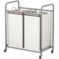 SUOERNUO Laundry Sorter Basket 2 Bag Laundry Hamper Cart with Rolling Lockable Wheels and Removable Bags Laundry Organizer Cart for Clothes Storage, Assorted