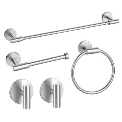 Brushed Nickel Bathroom Hardware Set 5 Pieces, Bathroom Towel Rack Holder Set Wall Mounted, SUS304 Stainless Steel Towel Bar Set - 16 Inch Towel Bar, Toilet Paper Holder, Towel Hooks, Towel Ring
