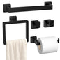 5-Pieces Matte Black Bathroom Accessories Set, 16 Inch Bath Towel Bar Set