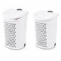 135L White Wheeled Plastic Laundry Hamper - Rolling Laundry Basket with Lid