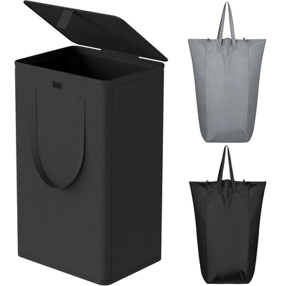 WOWLIVE 154L Double Laundry Hamper 2 Section with Lid and Removable Bags