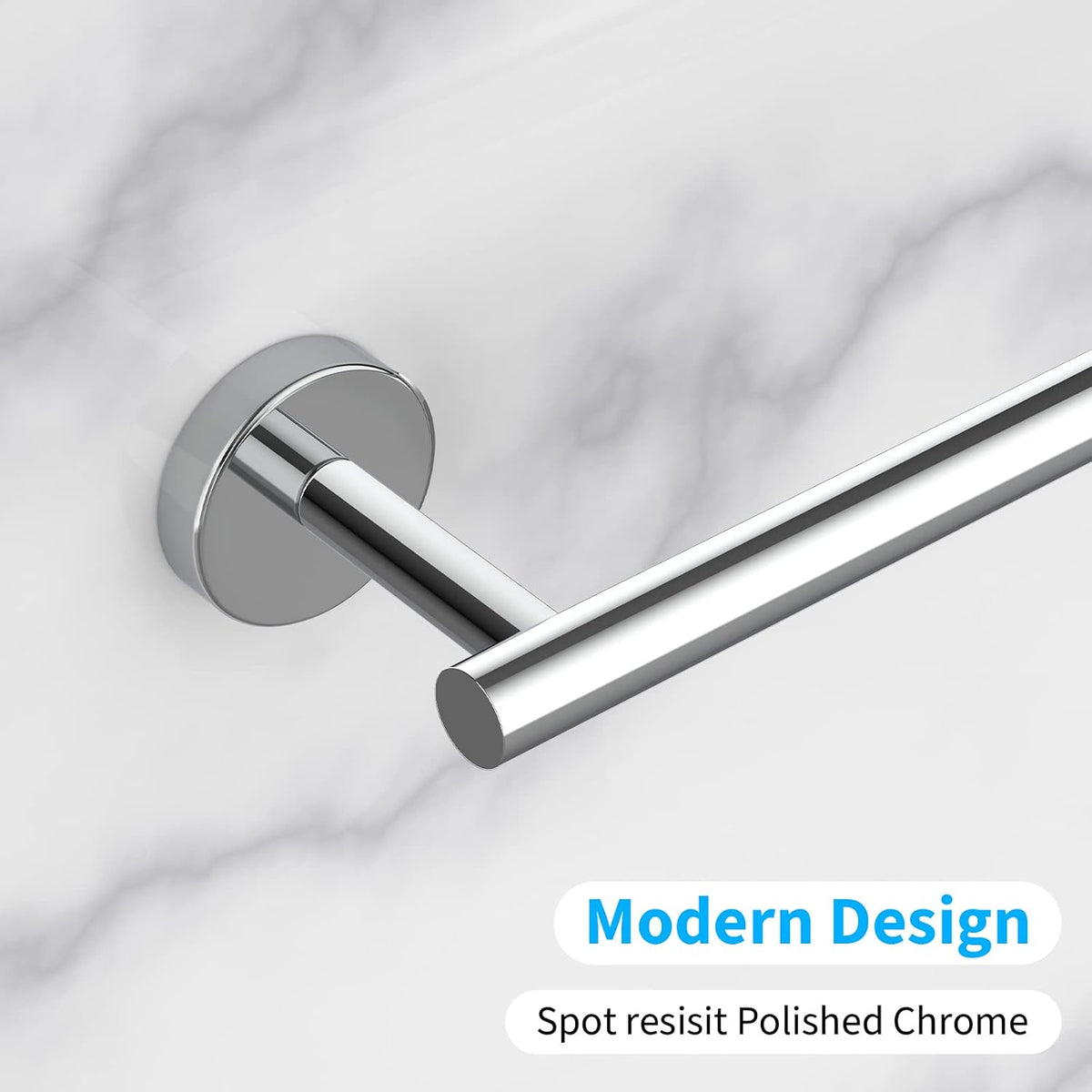 Cilee 2 Pieces Polished Chrome Bathroom Towel Bar, 24 Inch Towel Holder