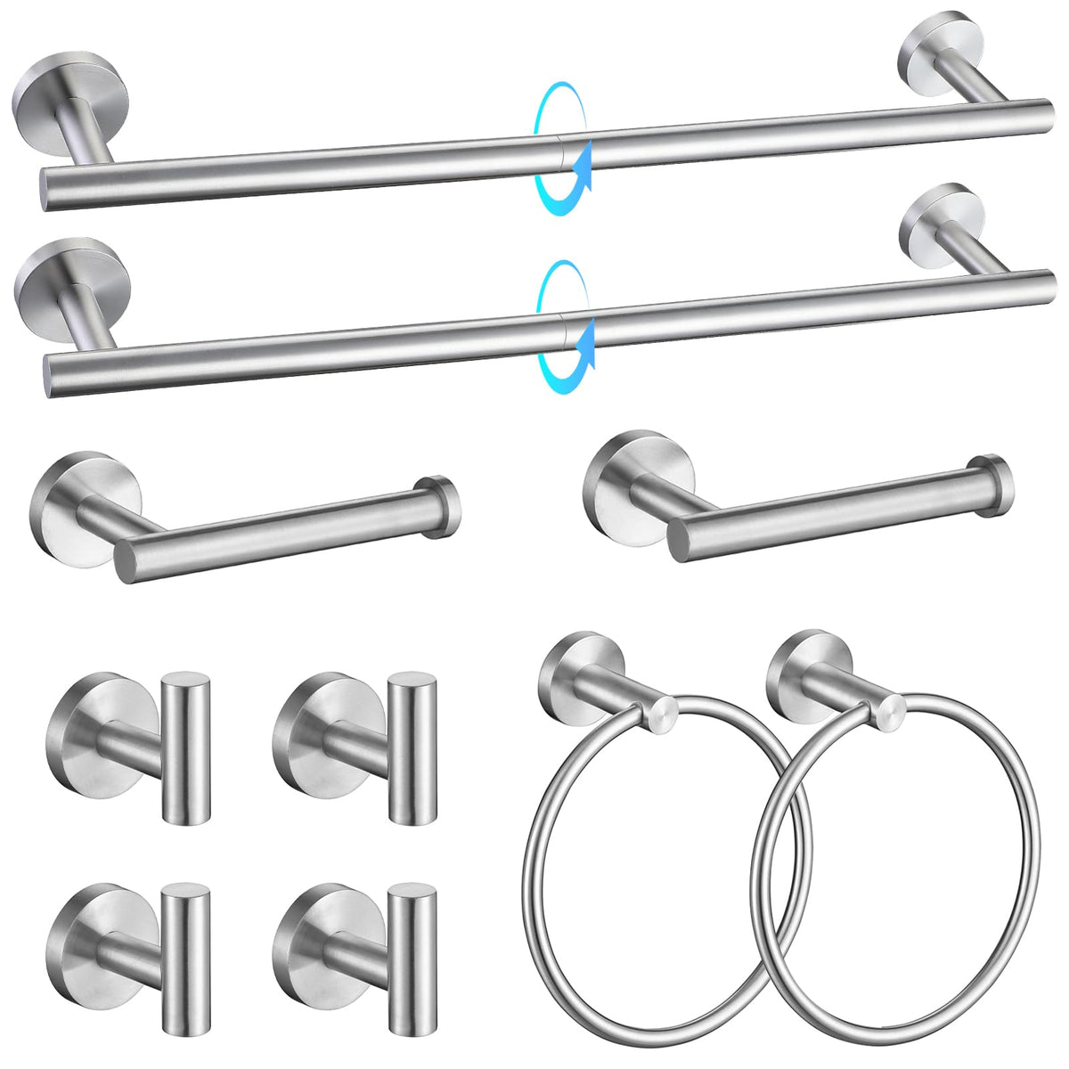 TQKAG 5 Piece Bathroom Accessories Set Brushed Gold Bathroom Hardware Set 23.6 Inch Bath Towel Bar Set SUS304 Stainless Steel Towel Rack Set