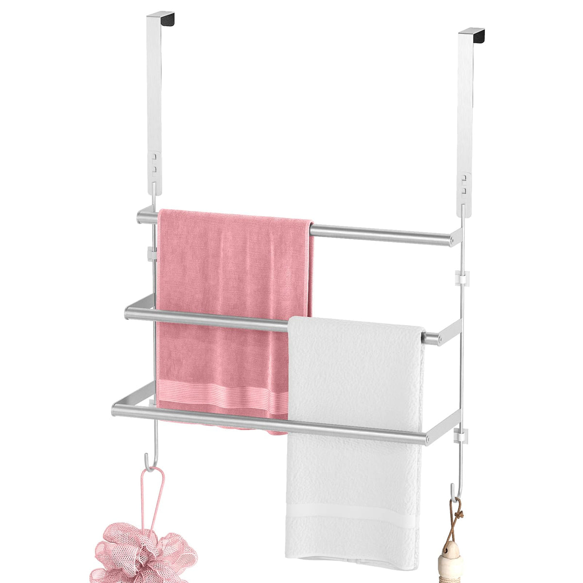 FLE Over The Door Towel Rack, Door Towel Bar, Black