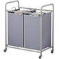 SUOERNUO Laundry Sorter Basket 2 Bag Laundry Hamper Cart with Rolling Lockable Wheels and Removable Bags Laundry Organizer Cart for Clothes Storage, Assorted