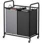 SUOERNUO Laundry Sorter Basket 2 Bag Laundry Hamper Cart with Rolling Lockable Wheels and Removable Bags Laundry Organizer Cart for Clothes Storage, Assorted