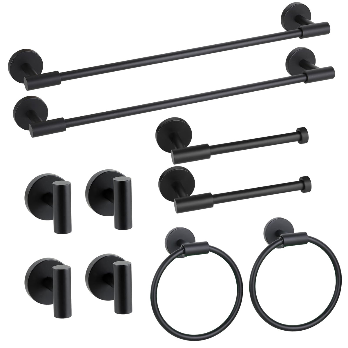 Brushed Nickel Bathroom Hardware Set 5 Pieces, Bathroom Towel Rack Holder Set Wall Mounted, SUS304 Stainless Steel Towel Bar Set - 16 Inch Towel Bar, Toilet Paper Holder, Towel Hooks, Towel Ring