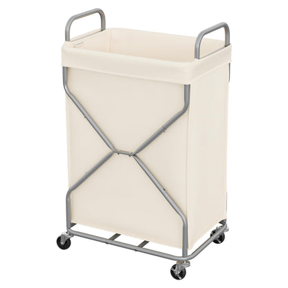 StorageWorks 2 Section Laundry Sorter with Wheels, 160L Beige Hamper Basket