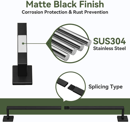 10-Pieces Matte Black Bathroom Accessories, 24 Inch Bathroom Hardware Set