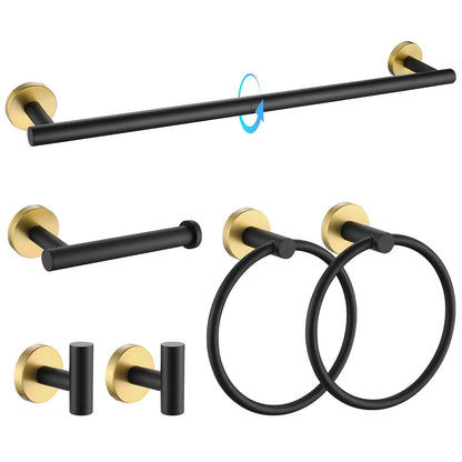 TQKAG 5 Piece Bathroom Accessories Set Brushed Gold Bathroom Hardware Set 23.6 Inch Bath Towel Bar Set SUS304 Stainless Steel Towel Rack Set
